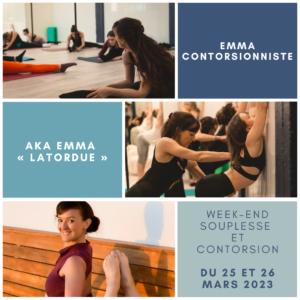 Read more about the article Week-end souplesse & contorsion avec Emma Contorsionniste les 25 et 26 mars 2023 :)