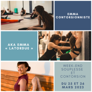 Lire la suite à propos de l’article Week-end souplesse & contorsion avec Emma Contorsionniste les 25 et 26 mars 2023 :)