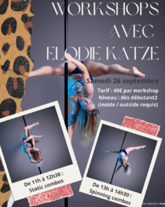 Read more about the article Workshops pole dance avec Elodie Katze le samedi 26/09/26